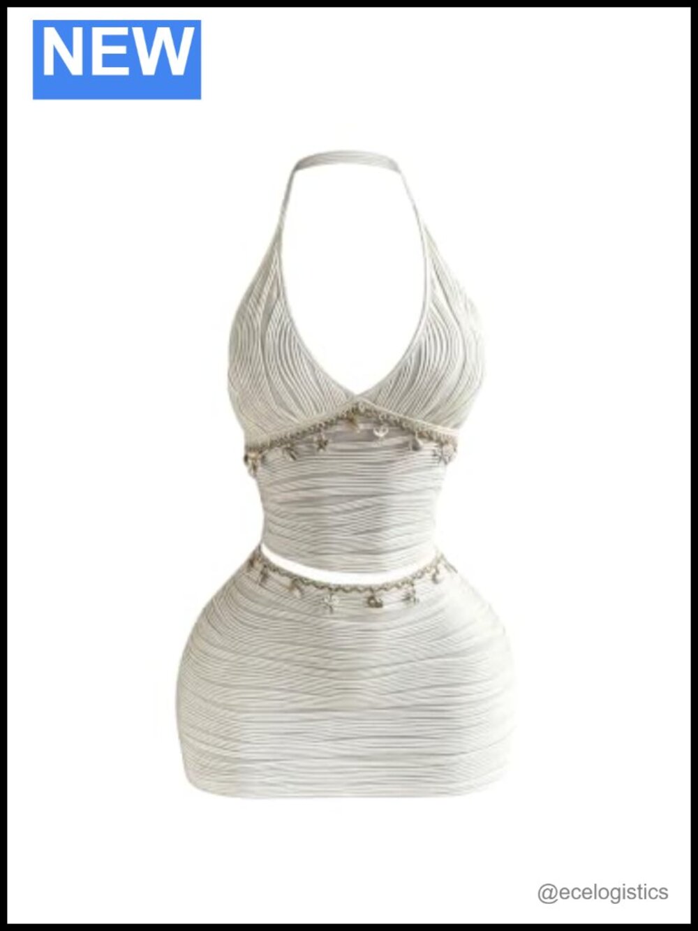 Women's 2 Piece Halter Sleeveless Top and Mini Skirt Set